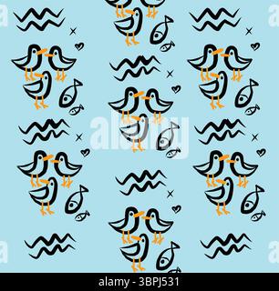 cute Ducks Seamless Pattern Stock Vector