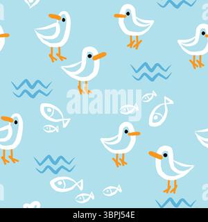 cute Ducks Seamless Pattern Stock Vector