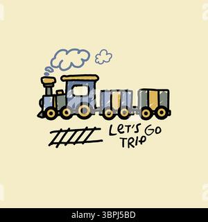 train let's go trip doodle vector Stock Vector