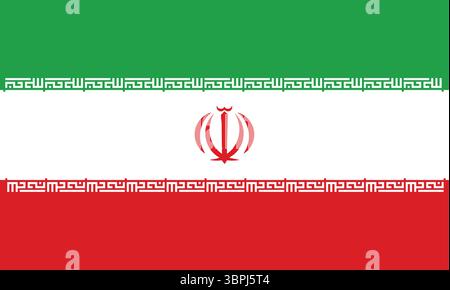 Iranian flag illustration featuring bold green, white, and red Stock Vector