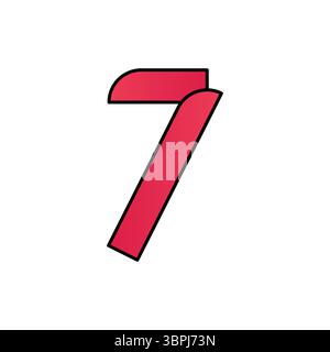 gradient abstract red number seven vector illustration Stock Vector