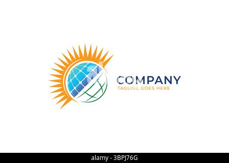 Solar Panel Energy Global Technology Power Supply Equipment with Sun and Earth Shape Stock Vector