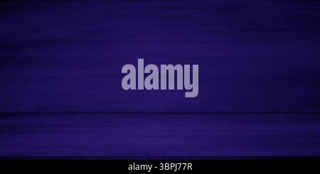 Dark purple wall concrete studio interior, cement floor backdrop with copy space. Stock Photo