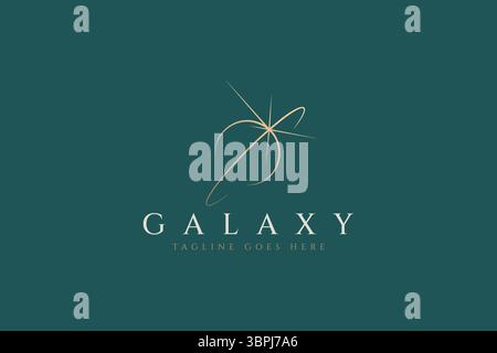 Galaxy Saturn Star Abstract Logo with Sacred Geometric Esoteric Concept Stock Vector