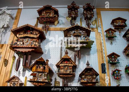 Cuckoo Clocks on a Wall Stock Photo