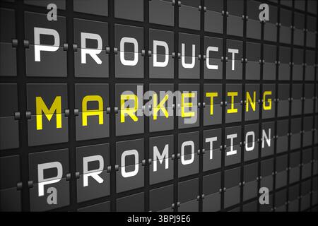 Marketing buzzwords on black mechanical board Stock Photo