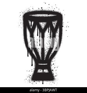 African hand drum or djembe drum in graffiti style with black spray paint. vector illustration. Stock Vector