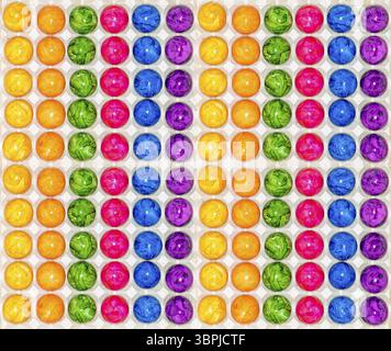Many coloured Easter eggs in transport packaging, Frankfurt am Main, Germany, Europe Stock Photo