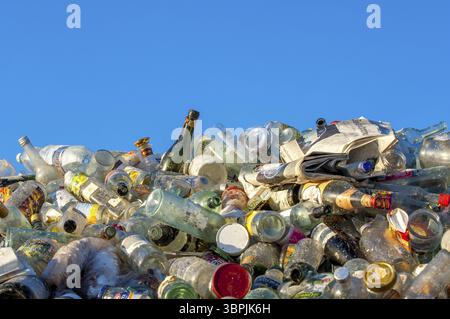 Glass bottles in a recycling plant waiting to be recycled, Frankfurt am Main, Germany, Europe Stock Photo