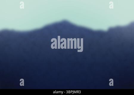Abstract flat design showing blurred mountain ridge silhouette under pale turquoise sky, copy space Stock Photo