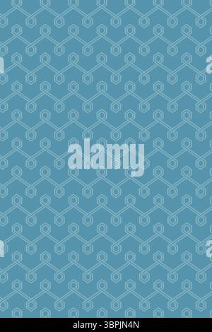 Repeating hexagon nodes are linking with straight lines in flat vector design on blue background Stock Photo