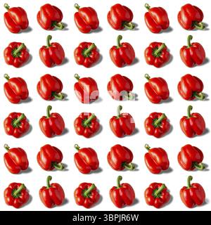 Red pepper with shadow on white background, seamless pattern, creative photo Stock Photo
