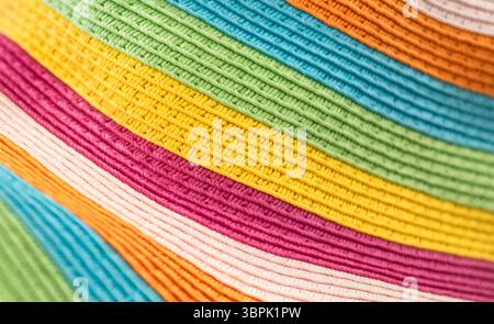 Many different color lines pattern. Colorful textured background. Colored fabrics. Natural multi-colored fabrics with different color lines texture of Stock Photo
