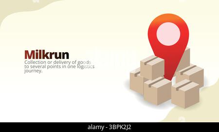 milkrun concept. Collection or delivery of goods to several points in one logistics journey. supply chain management concept vector illustration. Stock Vector