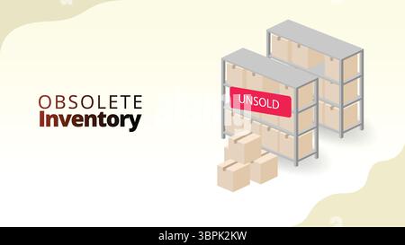 obsolete inventory concept. Stock of goods that no longer have market value. supply chain management concept vector illustration. Stock Vector