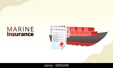 marine insurance concept. Insurance for shipping goods by sea. supply chain management concept vector illustration. Stock Vector