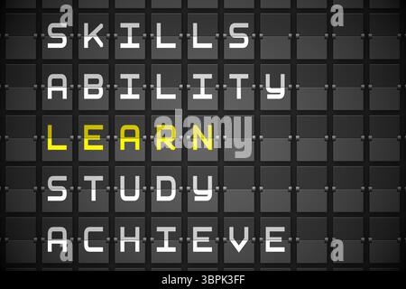 Learn buzzwords on black mechanical board Stock Photo