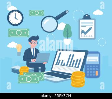 Finance Related Icons Vector Illustration for Banking, Investment, and Business Themes Stock Vector