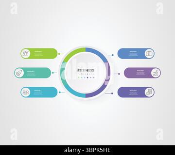 6 Steps Circular Infographic – Business Process & Workflow Visualization Diagram Stock Vector