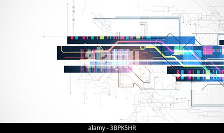 Technological background with colorful squares glowing on a blue gradient. Vector. Stock Vector