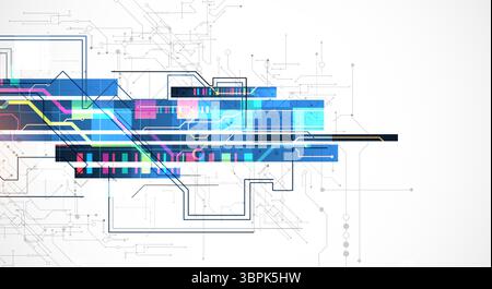 Technological background with colorful squares glowing on a blue gradient. Vector. Stock Vector