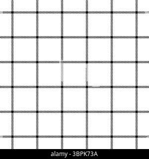 Check seamless pattern. Kitchen towel. Black checks on white background. Repeated gingham geometric patern. Tablecloth fabric design prints. Repeating Stock Vector
