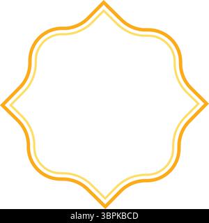 Golden Ornamental Frame Outline Decorative Badge Template vector illustration of a decorative frame Islamic floral Erani design Stock Vector