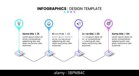Infographic template with icons and 4 options or steps. Can be used for workflow layout, diagram, banner, webdesign. Vector illustration Stock Vector