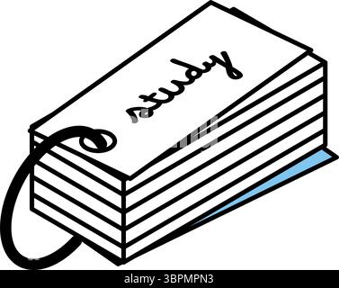 Simple line drawing icon of an English learning vocabulary book, isometric illustration, Vector Illustration Stock Vector
