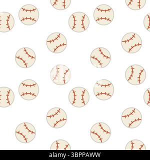 Repeating pattern of baseballs on white background Stock Vector