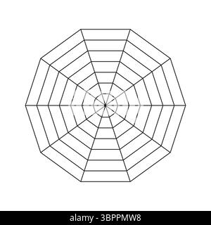 Decagonal graph infographic. Radar or spider diagram template. Flat blank radar chart. Diagram for statistic and analytic. Vector simple graphic Stock Vector