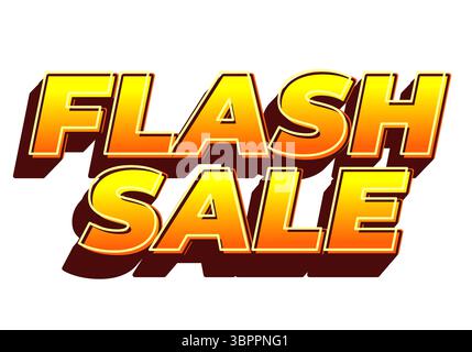 Bold and vibrant text graphic featuring the words FLASH SALE in a gradient of yellow and orange with a shadow effect, ideal for promotional materials Stock Vector