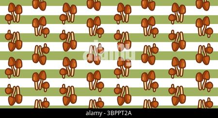 Seamless Cartoon Mushroom Stripe Pattern Stock Vector