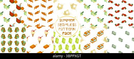 Summer Seamless Pattern Pack Stock Vector