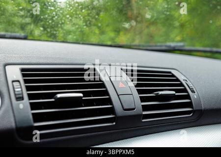 Car dashboard air ventilation grills. Close up shot, no people Stock Photo