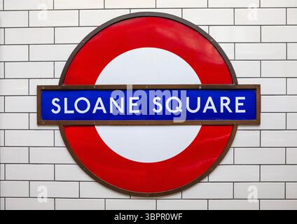London, UK - March 24th 2025: Sloane Square sign on the London Underground in London, UK. Stock Photo