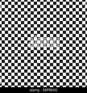 Black and white geometric seamless pattern. Chess board background. Checkered optical illusion backdrop. Psychedelic pattern with squares. Race flag Stock Vector