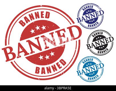 A Restricted Content Badge Set, Banned Warning Stamp Vector Collection Stock Vector