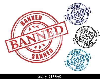 A Banned Stamp Vector Set, Forbidden Restricted Content Label Stock Vector