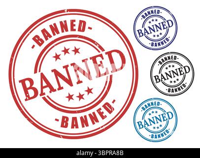 A Forbidden Access Stamp Icons, Banned Content Label Vector Pack Stock Vector