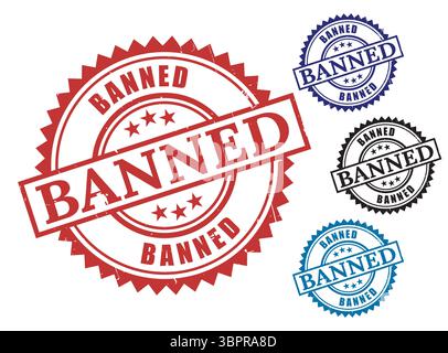 A Censored Content Stamps, Restricted Warning Label Vector Collection Stock Vector