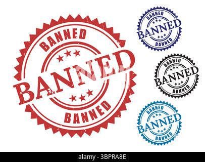 A Access Denied Badge Set, Banned and Blocked Stamp Vector Icons Stock Vector