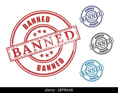 A Prohibited Content Label Set, Vector Stamps for Restricted Material Stock Vector