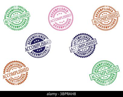 Set of Accomplished stamp symbol, label sticker sign button, text ...