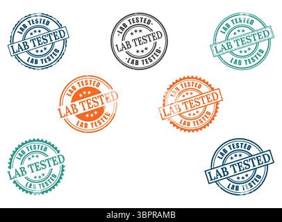 A Lab Tested Grunge Stamp Collection, Quality Verified Product Badges Stock Vector