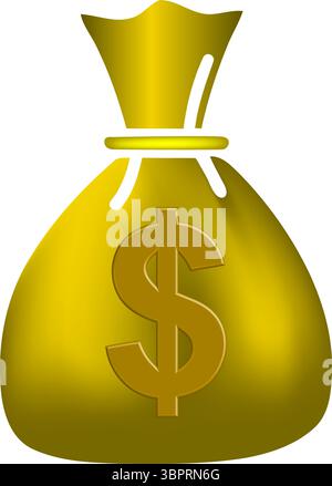 Golden dollar money bag icon - wealth and finance symbol Stock Vector