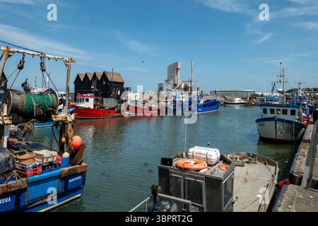 Whitstable Harbour,Fishing Fleet,Boats,Oysters,Whelks,Fish,Whitstable,Kent Stock Photo
