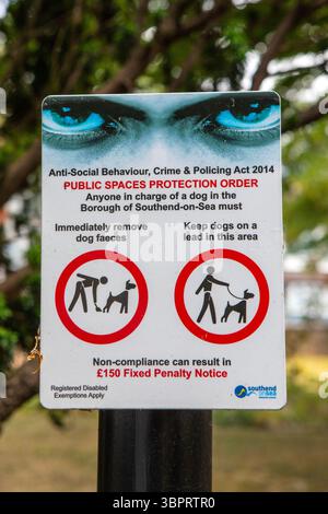 Essex, UK - June 23rd 2025: Close-up of a Public Spaces Protection Order sign in Southend-on-Sea in Essex, UK. Stock Photo