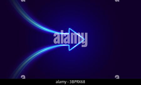 Play button on blue background. Multimedia, audio, video, cinema, music abstract background with neon glowing triangle Play Icon. Vector image. Stock Vector