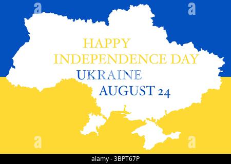 Independence Day of Ukraine. Celebration background. Design for decoration banners, posters, cards, stickers, covers. Abstract Ukraine Map and Flag Stock Vector